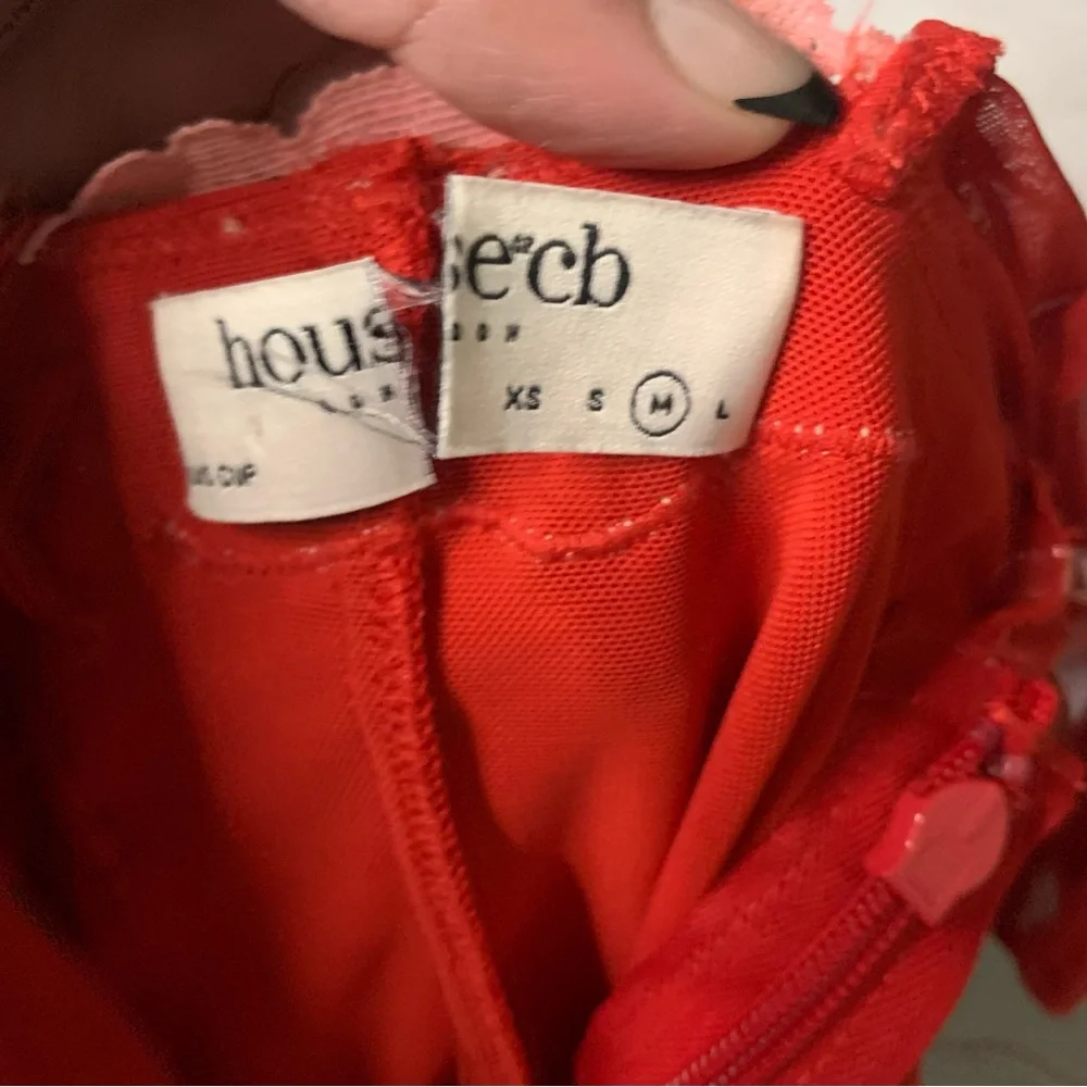 House of CB MP Scarlet Red Pink Lace Nylon Bodycon Corset Seraphina Dress Glam - Picture 8 of 9